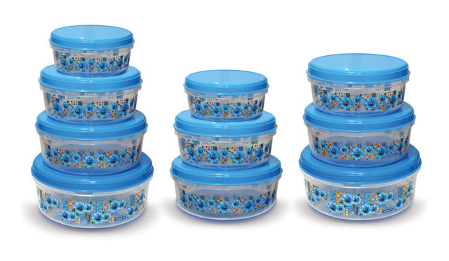 Shakti Food Saver stackable containers with blue lids